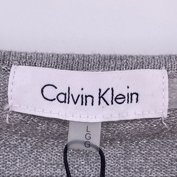 Calvin Klein Gray & Silver Metallic Top Size Large - Picture 4 of 9